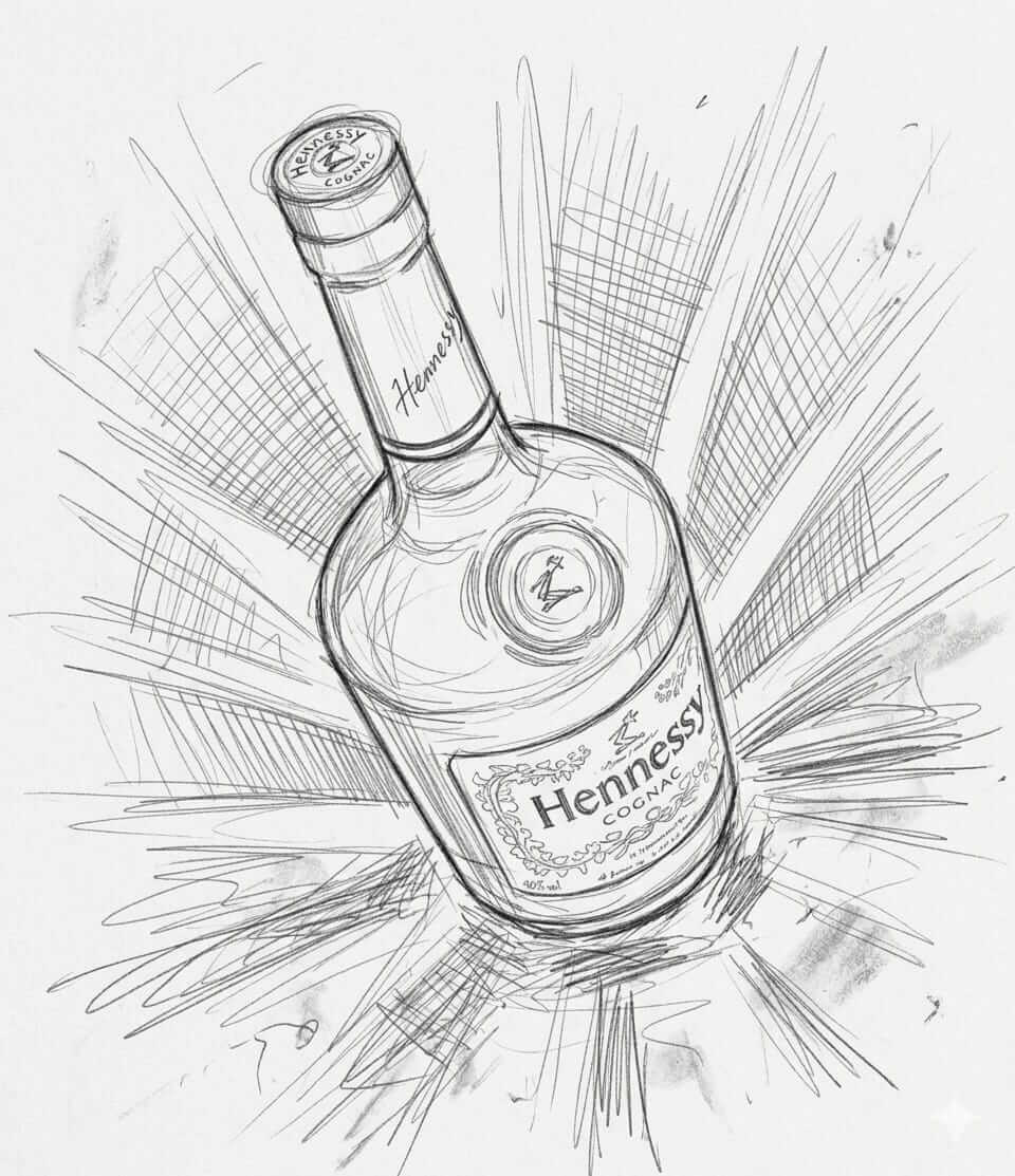 Sketch of Congnac as a briefing cognac CGI photography