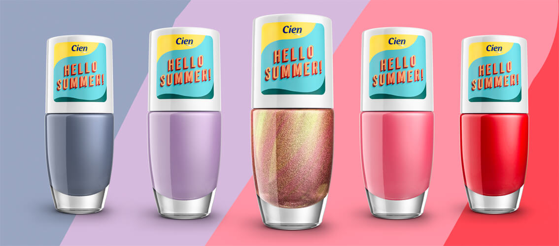 A product visual of a range of cosmetic products like nail polishes, super advanced and high end look and feel.