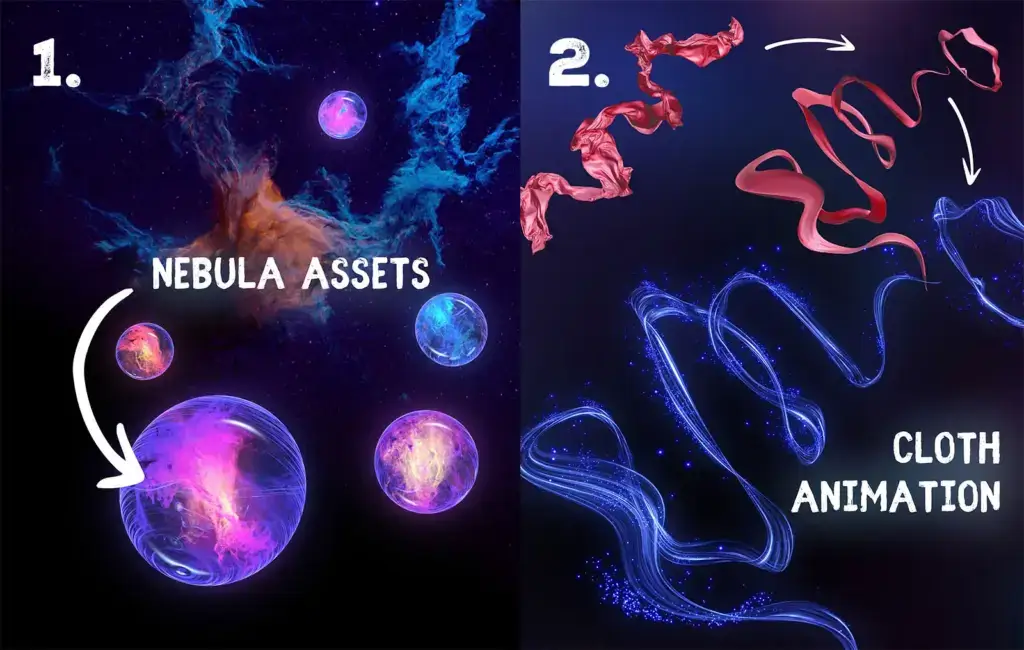 VFX assets for a 3D competition and the final results rendered with blender.