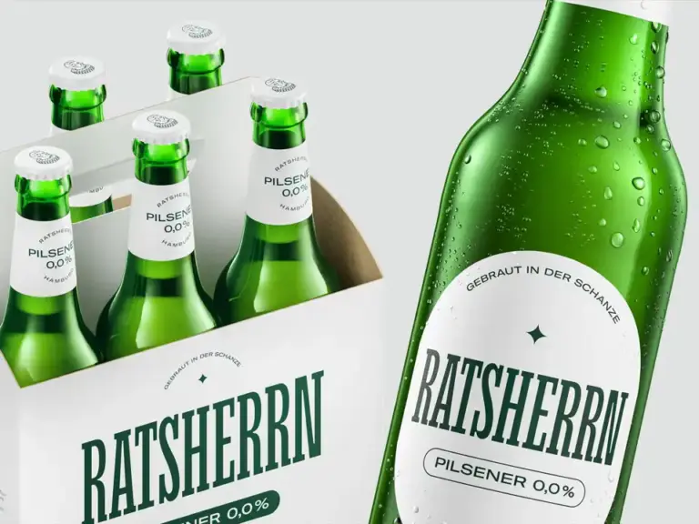 Photorealistic 3D beer rendering animation — bottles and cans in a dark studio setting