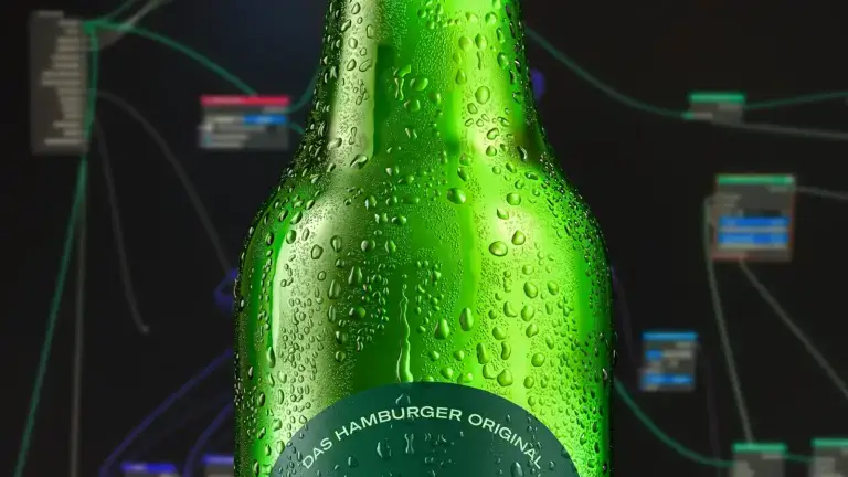 3d node setup for a brewery brand. Super realistic droplets in 3d