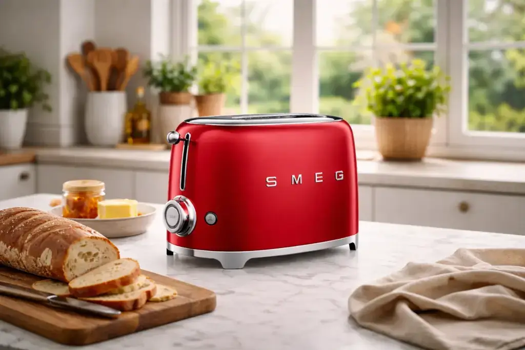 Smeg red toaster — front view from a 360° CGI product animation by Lauktien Studio