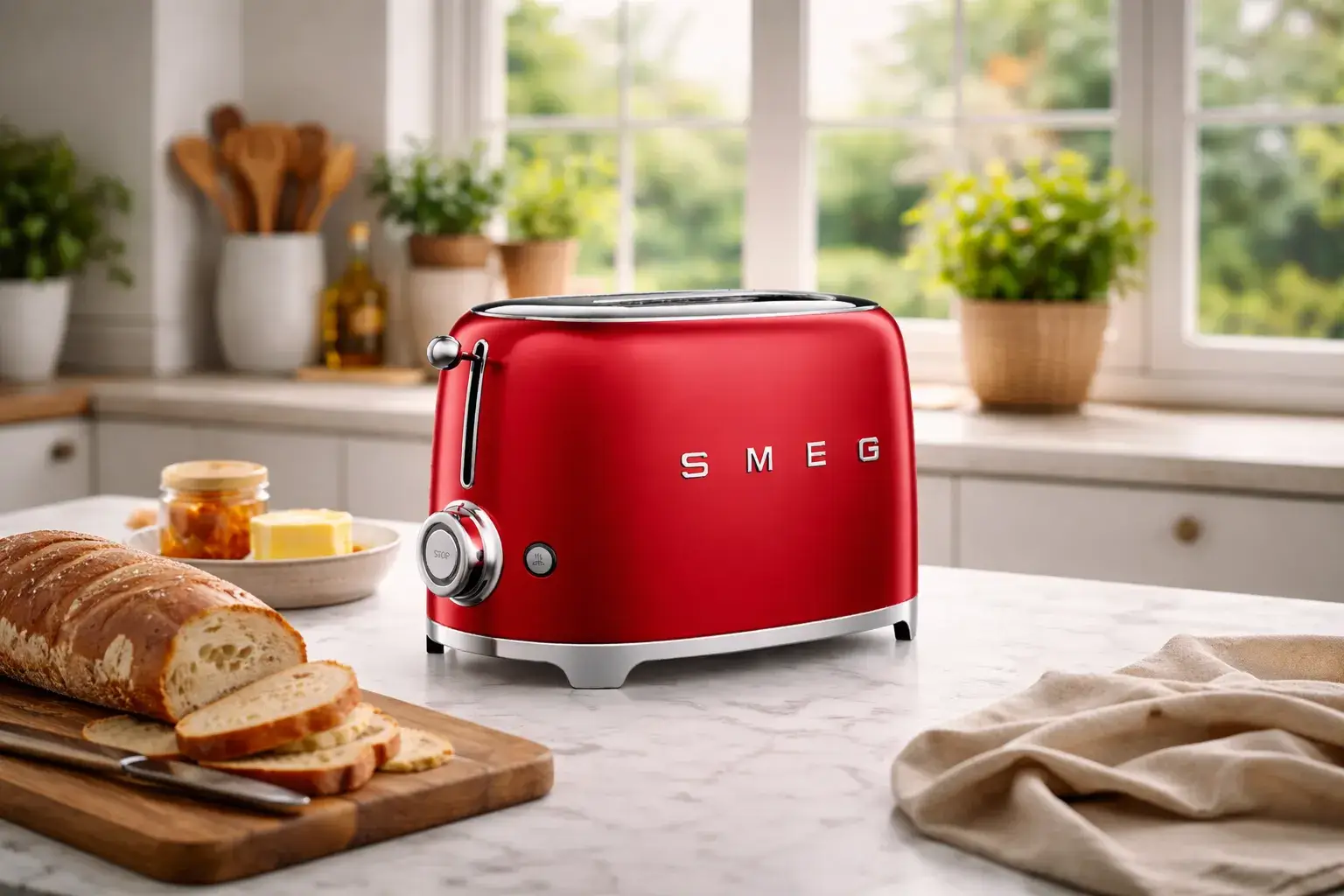 Smeg red toaster — front view from a 360° CGI product animation by Lauktien Studio