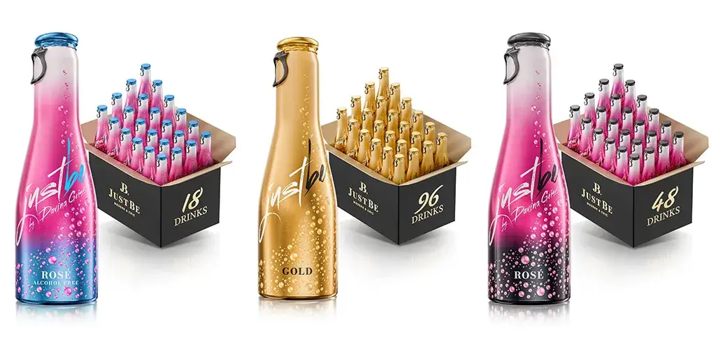 Just Be premium beverages in 18, 96 and 48-drink branded box sets — ecommerce product 3d renderings for Amazon